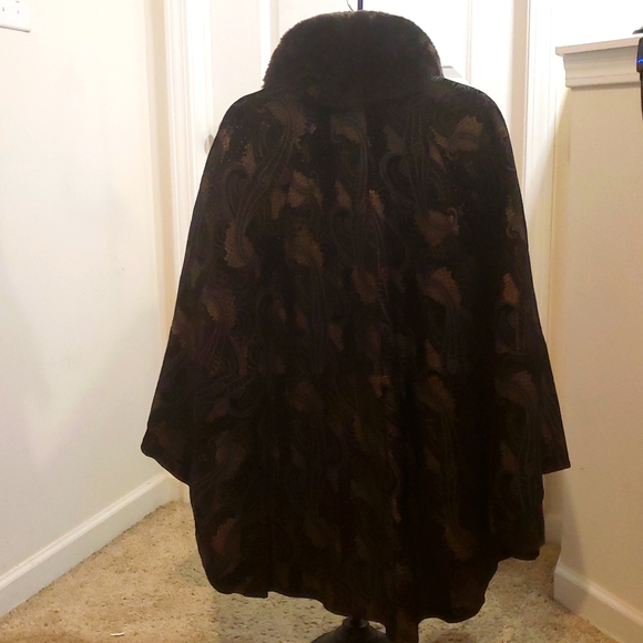 Rare Reversible Sheared Mink Fur Velvet Cape Style Jacket - Picture 7 of 8